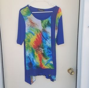 Creation medium blue rainbow tunic shirt